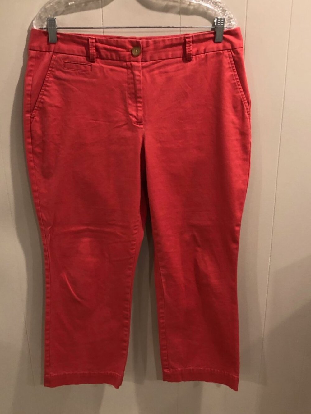 Lands End Cropped Twill Pants, Nantucket Red, Size 12 (Fit 2)